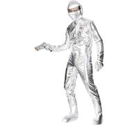 Smiffys Spaceman Costume, Silver with Jumpsuit, Hood, Gloves and Boot Covers, Icons & Idols Fancy Dress, Adult Dress Up Costumes
