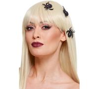 Smiffys Spider Hair Clips, Black 3pcs, Halloween Fancy Dress Accessory, Spider Dress Up Accessories