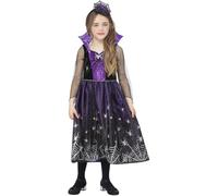Smiffys Spiderella Costume Dress & Headband, Halloween Child Fancy Dress, Spider Dress Up Costumes