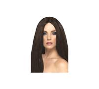 Smiffys Star Style Wig, Brown 44cm Long, Straight, Ladies Glamour Wigs Fancy Dress, Adult Dress Up Wigs