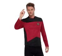 Smiffys Star Trek Costume, Adults Star Trek The Next Generation Command Uniform, Top Embroidered Badge & Collar Detail, Star Trek Command Uniform TNG, Official Star Trek Halloween Fancy Dress