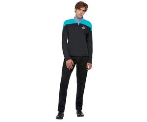Smiffys Star Trek Voyager Science Uniform, Star Trek Top with Embroidered Delta Badge & Rank Insignias, Star Trek Voyager Outfit, Star Trek Halloween Fancy Dress Accessory