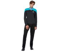 Smiffys Star Trek Voyager Science Uniform Top with Embroidered Delta Badge & Rank Insignias, Officially Licensed Star Trek Fancy Dress, Adult Dress Up Costumes