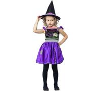 Smiffys Stitch Witch Costume Dress & Hat, Halloween Child Fancy Dress, Witch Dress Up Costumes