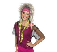 Black Women's 80's String Vest - 80s black smiffys string vest fancy dress female costume ladies top hen