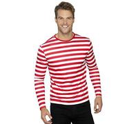 Smiffy's 46830s Stripy T-shirt (small) - fancy dress costume red tshirt mens adults white stripey wheres wally 3844 stripy tops clown circus robber