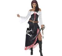 Smiffys Sultry Swashbuckler, Black with Top, Skirt and Belt, Pirate Fancy Dress, Pirate Dress Up Costumes