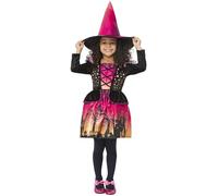 Smiffys Sunset Witch Costume Dress & Hat with Ombre Print, Halloween Child Fancy Dress, Witch Dress Up Costumes