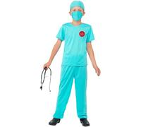 Smiffys Surgeon Costume, Blue with Top, Trousers, Hat, Mask & Stethoscope, Boys Fancy Dress, Child Dress Up Costumes