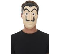 Smiffys Surreal Artist/Bank Robber Mask, Beige Full Face PVC with Elastic, Cops & Robbers Fancy Dress, Bank Robber/Burglar Dress Up Masks