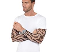 Smiffys Tattoo Arm Sleeves 2Pk, Nude & Black , Cosmetics and Disguises Fancy Dress, Cosmetic Dress Up Accessories Halloween