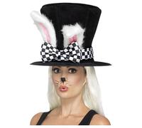 Smiffys Tea Party March Hare Top Hat, Black & White