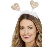 Smiffys Team Bride Heart Boppers, White with Gold Hearts & Marabou, Hen & Stag Night Fancy Dress, Hen Party Dress Up Hen & stag/adult items