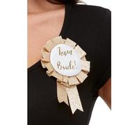 Smiffys Team Bride Rosette, Rose Gold , Hen & Stag Night Fancy Dress, Adult Dress Up Hen & stag / adult items