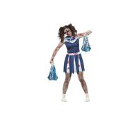 Smiffy's Teen's Zombie Cheerleader Costume, Dress & Pom Poms, Ages 14+, Colour: - costume zombie cheerleader fancy dress halloween ladies teen