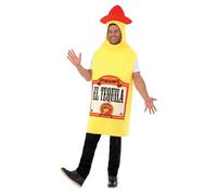 Smiffys Tequila Bottle Costume, Yellow with Tabard, Funny Fancy Dress, Comedy Dress Up Costumes