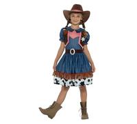 Smiffys Texan Cowgirl Costume, Blue with Dress & Hat, Girls Fancy Dress, Child Dress Up Costumes