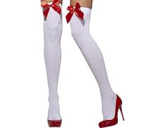 Smiffys Thigh High Stockings White with Red Bow Smiffys White One Size