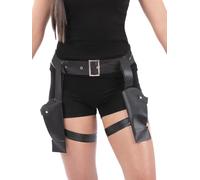 Smiffys Thigh Holster Belt with Two Toy Guns Costume Accessory Black Adjustable Fancy Dress Outfit Prop for 90s Action Themed Parties