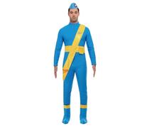 Smiffys Thunderbirds Scott & Virgil Deluxe Costume, Adults Blue All-In-One, Hat, Changeable Sash & Boot Covers, Official License Outfit, Perfect for Themed Parties, Birthday Parties, or Events