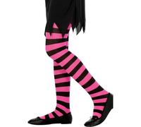 Smiffys Tights, Black & Fuchsia Age 6-12, Children's Tights and Petticoats Fancy Dress, Child Dress Up Accessories