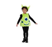 Smiffys Toddler Alien Costume, Green Alien Tabard with Matching Hat, Fun and Comfortable Fancy Dress Outfit for Halloween, Nursery Events, Parties and Dress-Up Play for Young Children Age 1-2