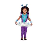Smiffys Toddler Alien Costume, Silver Dress, Leggings, Wrist Cuffs & Headband, Halloween Child Fancy Dress, Alien Dress Up Costumes