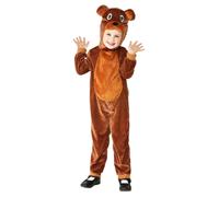 Smiffys Toddler Bear Costume, Brown with Hooded Jumpsuit, Children's Animal Fancy Dress, Animal Dress Up Costumes