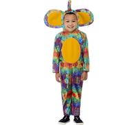 Smiffys Toddler Colourful Elephant Costume Hooded All in One, Children's Animal Fancy Dress, Animal Dress Up Costumes