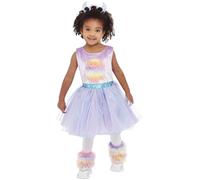 Smiffys Toddler Cute Monster Costume, Purple Dress, Leg Warmers & Headband, Halloween Child Fancy Dress, Alien Dress Up Costumes