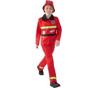 Smiffys Toddler Fire Fighter Costume, Red with Jacket, Trousers & Hat, Boys Fancy Dress, Toddler Dress Up Costumes