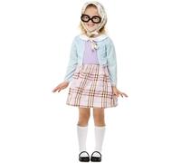 Smiffys Toddler Old Lady Costume, Blue Dress, Headscarf & Glasses, Girls Fancy Dress, Book Character Dress Up Costumes