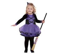 Smiffys Toddler Pretty Star Witch Costume, Purple with Dress & Headband, Halloween Child Fancy Dress, Witch Dress Up Costumes