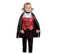 Smiffys Toddler Vampire Costume, Red with Top, Trousers & Cape, Halloween Child Fancy Dress, Vampire Dress Up Costumes