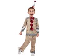 Smiffys Toddler Vintage Clown Costume, Grey Top, Trousers & Headband with Hat, Halloween Child Fancy Dress, Clown Dress Up Costumes