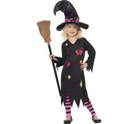 Smiffys Toddler's Cinder Witch Costume, Dress, Hat & Tights, Size: T2, Colour: M