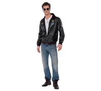 Smiffys Top Gun Bomber Jacket, Adults Brown Leather Look Maverick Jacket, Official Top Gun License Costume with Aviation Badges, Pocket Detail & Faux Leather, Official Top Gun Halloween Fancy Dress