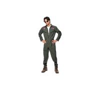 Smiffys Top Gun Costume Jumpsuit Name Tags And Glasses (green) XL - costume top gun fancy dress mens pilot flight aviator suit uniform jumpsuit