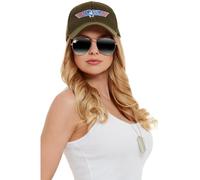 Smiffys Top Gun Instant Kit, Adult Khaki Hat, Aviator Glasses & Dog Tags, Official Top Gun License Outfit with Badges, Cap & Silver Aviator Sunglasses, Official Top Gun Halloween Fancy Dress