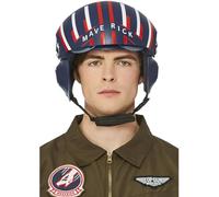 Smiffys Top Gun Maverick Helmet, Adult Adjustable Visor & Chin Strap, Official License Accessory with Maverick Branding, Adjustable Visor, Official Top Gun Halloween Fancy Dress