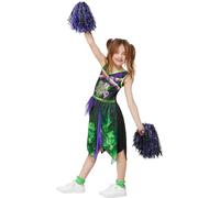 Smiffys Toxic Cheerleader Costume Dress & Pom Poms, Halloween Child Fancy Dress, Cheerleader Dress Up Costumes
