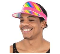 Smiffys Transparent Rainbow Visor - Colourful Festival & Pride, Pink Trim, Adjustable Fit, Lightweight Fancy Dress Hat for Summer, Beach, Parades, LGBTQ+ Events & Costume Parties