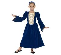 Smiffys Tudor Princess Girl Costume, Royal Blue (Size M)