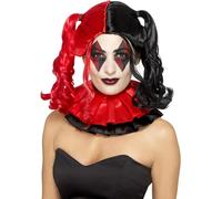 Smiffys Twisted Harlequin Wig, Black & Red Bunches, Cirque Sinister Fancy Dress