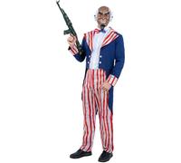 Smiffys Uncle Sam Horror Patriot Costume Jacket, Trousers, Bowtie & Mask, Halloween Adult Fancy Dress, Halloween Dress Up Costumes