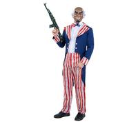 Smiffys Uncle Sam Horror Patriot Costume Jacket, Trousers, Bowtie & Mask, Halloween Adult Fancy Dress, Halloween Dress Up Costumes