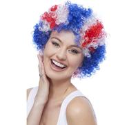 Smiffys Union Jack Afro Wig, Union Jack Fancy Dress, Union Jack Dress Up Wigs