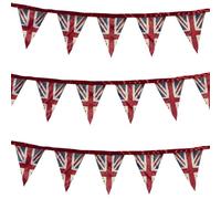 Smiffys Union Jack Fabric Bunting Vintage Style Print, 3 Metres, Satin, Union Jack Fancy Dress, Union Jack Dress Up Party Goods