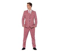 Smiffys Union Jack Suit, Red with Jacket, Trousers and Tie, Stand Out Suits Fancy Dress, Adult Dress Up Costumes