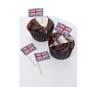Smiffys Union Jack Vintage Style Print Cupcake Toppers Paper, 12 Pack, Union Jack Fancy Dress, Union Jack Dress Up Party Goods